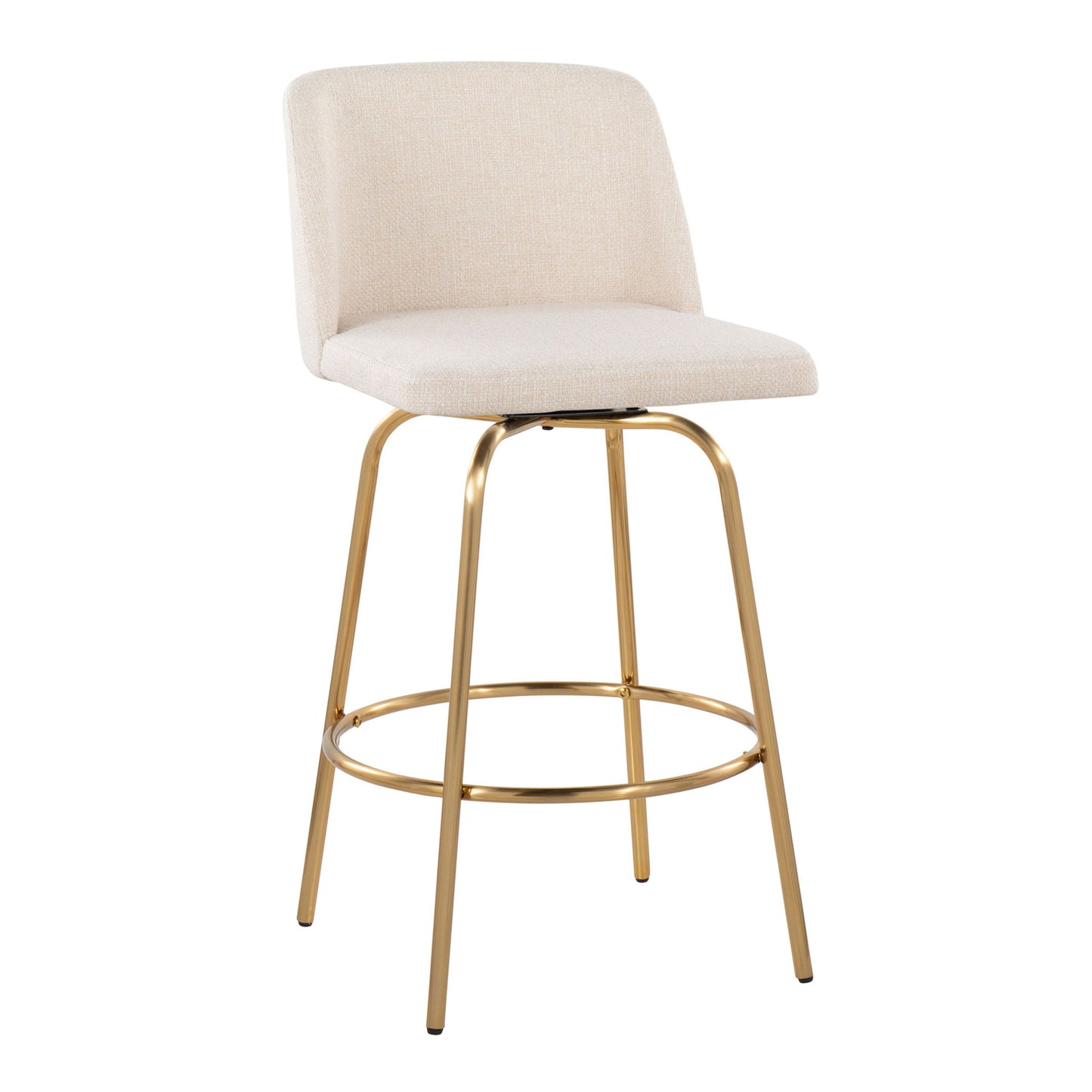 Toriano - Contemporary, Fixed Height Counter Stool With Swivel With Round Footrest (Set of 2) Lumi Source