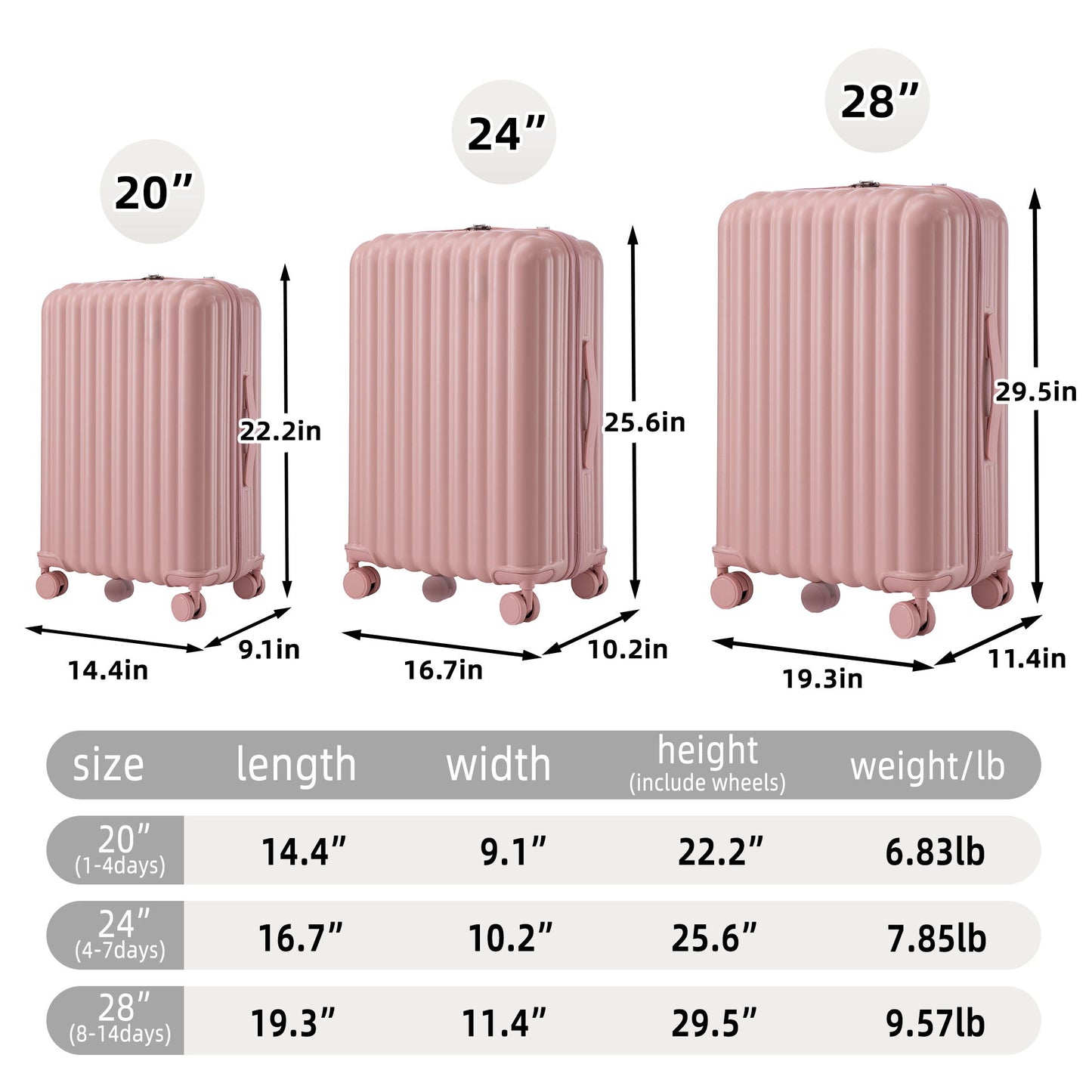 20" / 24" / 28" 3 Pieces / Set Spinner Wheel Luggage, Carry On Suitcase, With Cup Holder & USB Port & Phone Holder Daily Nest