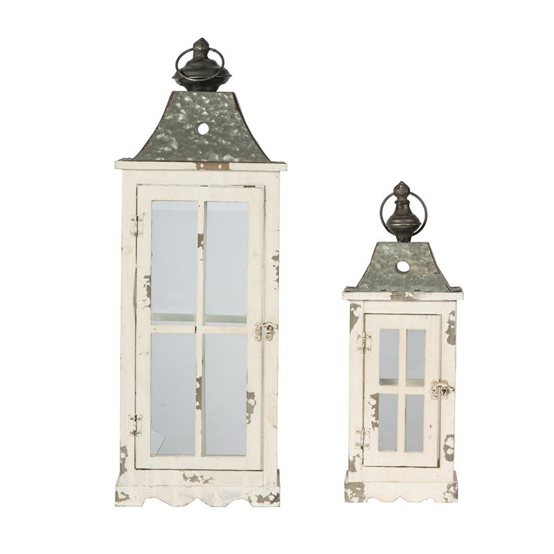 Wooden Candle Lantern Decorative, Hurricane Lantern Holder Decor For Indoor Outdoor, Home Garden - Ivory Daily Nest