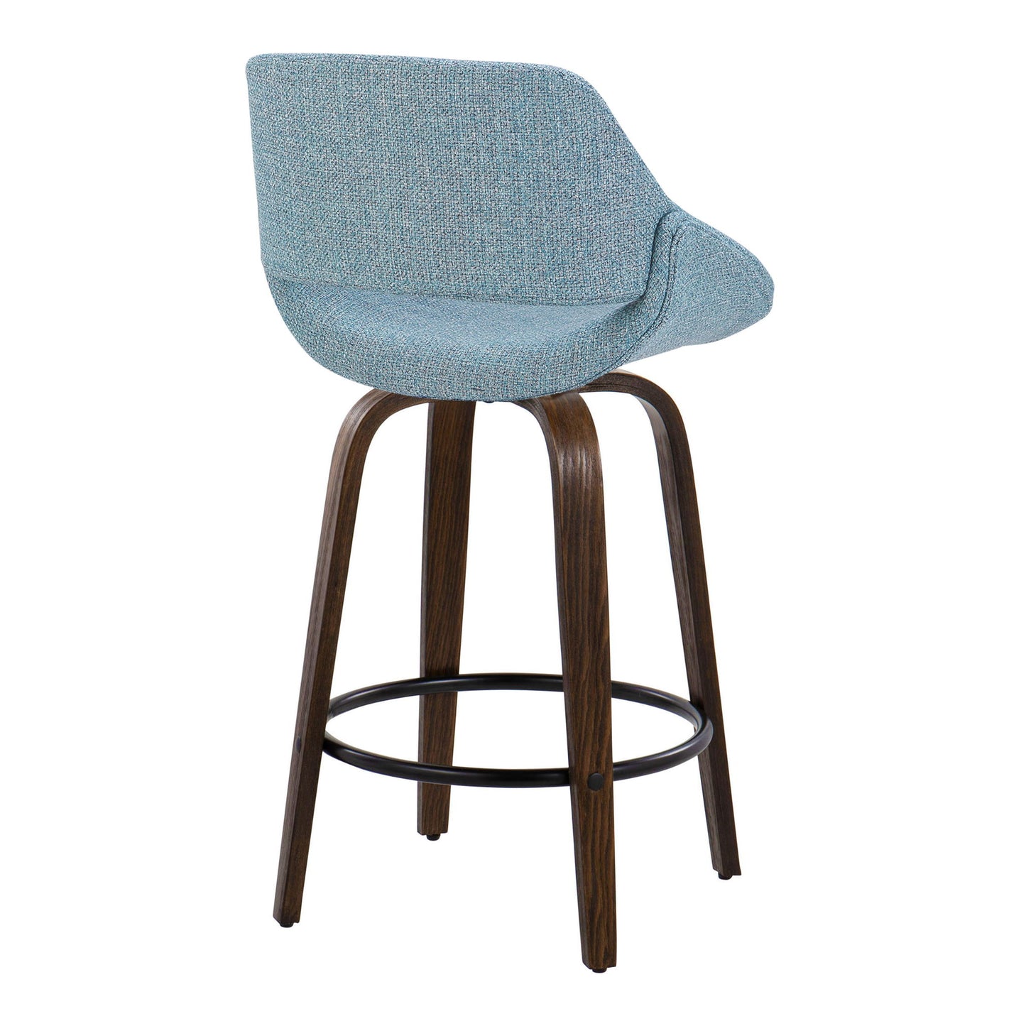 Fabrico - Mid Century Modern Fixed Height Counter Stool & Round Footrest (Set of 2) Lumi Source