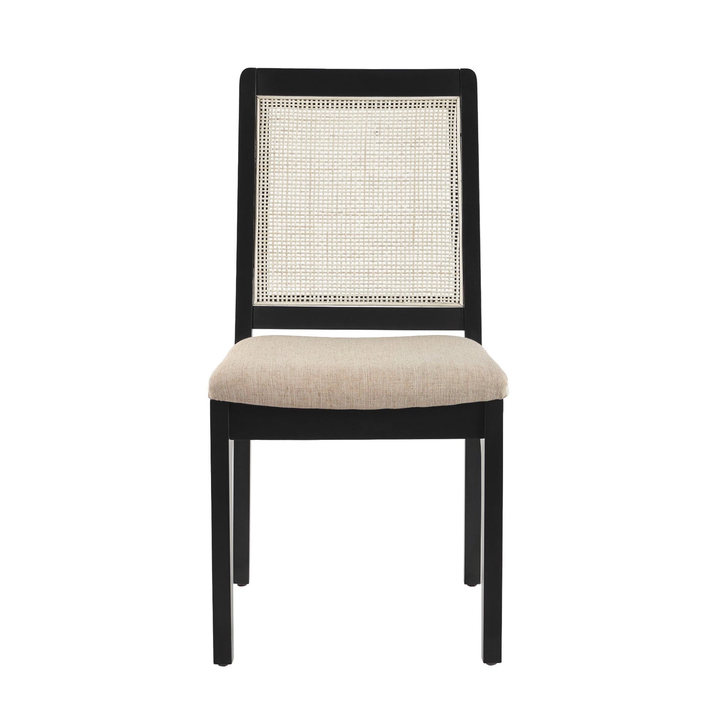 Modern Solid Wood Dining Chair With Rattan Inset Back (Set of 2) Walker Edison