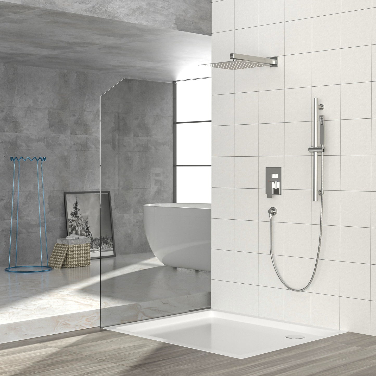 Modern Shower System With Adjustable Slide Bar, Stainless Steel And Brass Construction Daily Nest