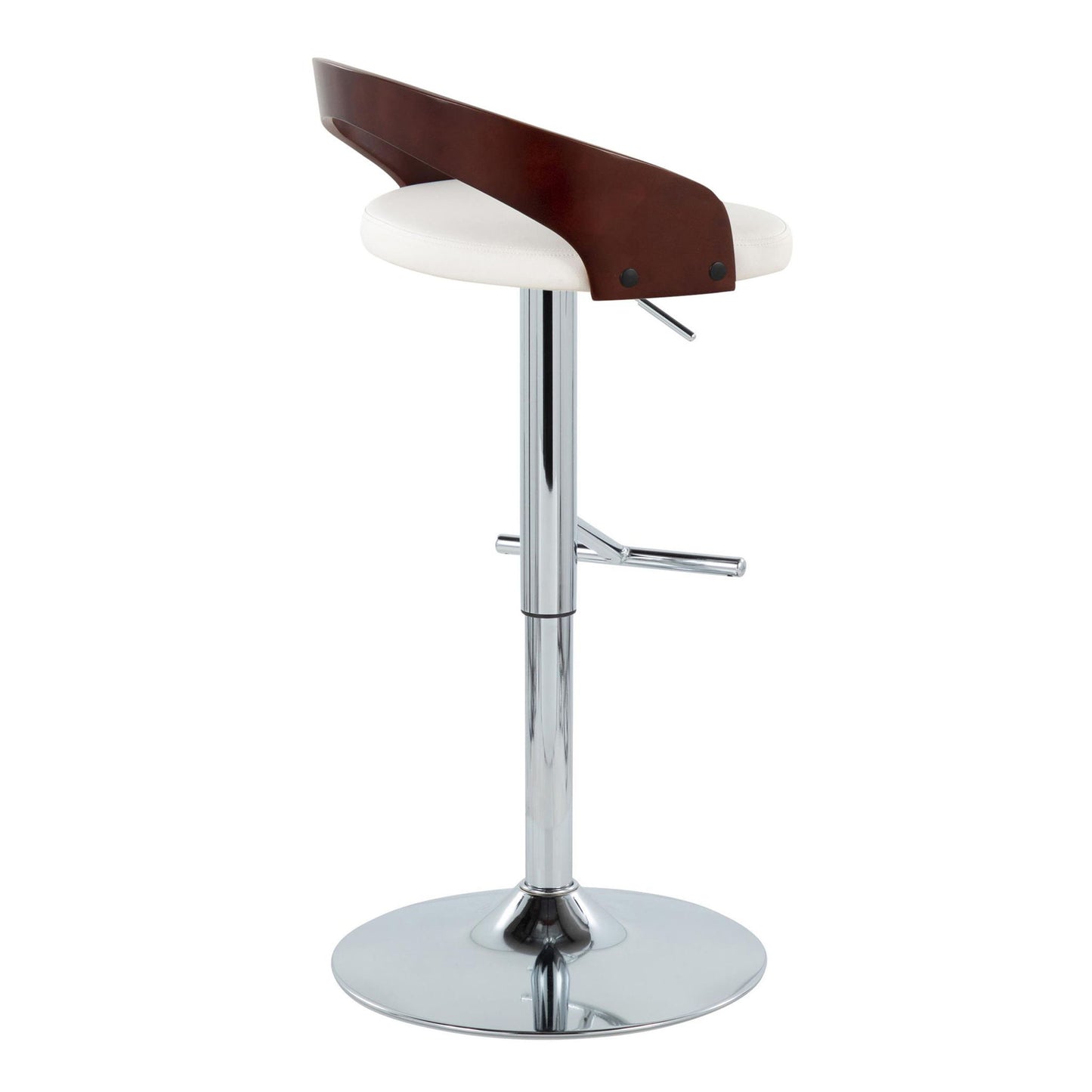 Grotto - Contemporary Adjustable Height Barstool With Swivel With Straight T Footrest (Set of 2) Lumi Source