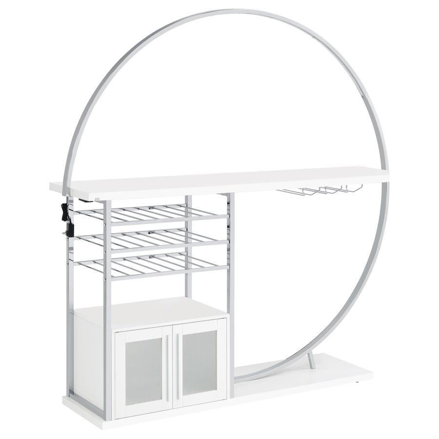 Risley - 2-Door Circular LED Home Bar With Wine Storage Coaster Fine Furniture