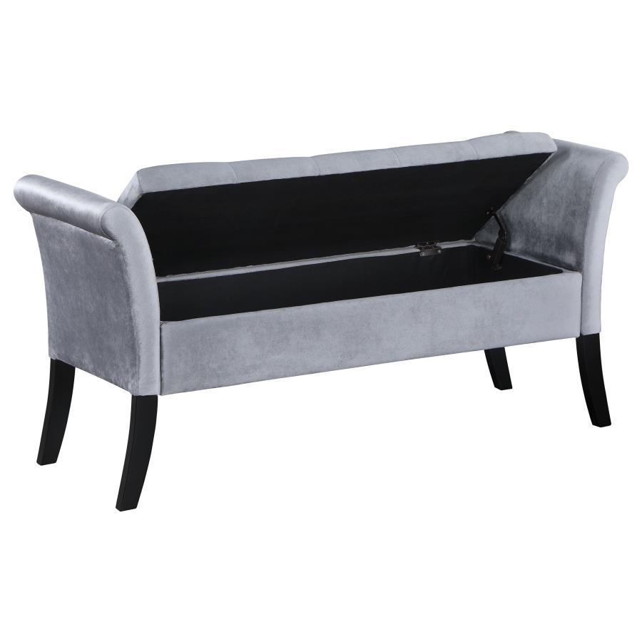 Farrah - Velvet Upholstered Rolled Arm Storage Bench Coaster Fine Furniture