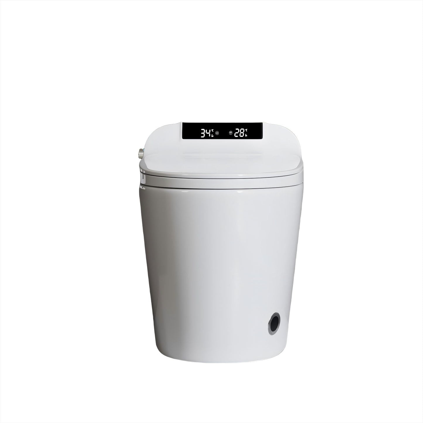 Smart Toilet Bidet Combo With Foot Sensor Open Cover / Seat, Self Cleaning Nozzle, LED Display, Three Level Heated Seat / Airflow, Night Light, Knob Control, Soft Close, Auto Flush, With Remote Control - Gloss White Daily Nest