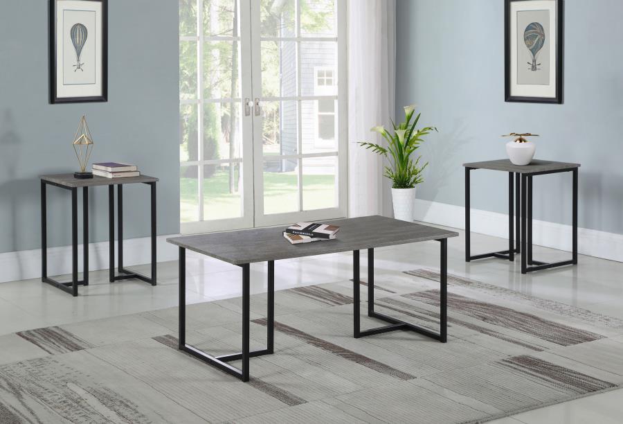 Nyla - 3 Piece Engineered Wood Coffee Table Set Weathered - Gray CoasterEveryday