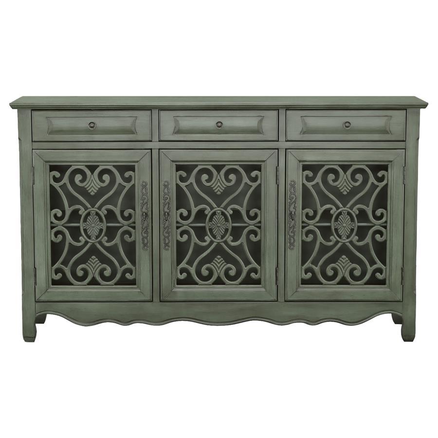 Madeline - 3-Drawer Scrollwork Accent Cabinet - Antique Green CoasterEssence