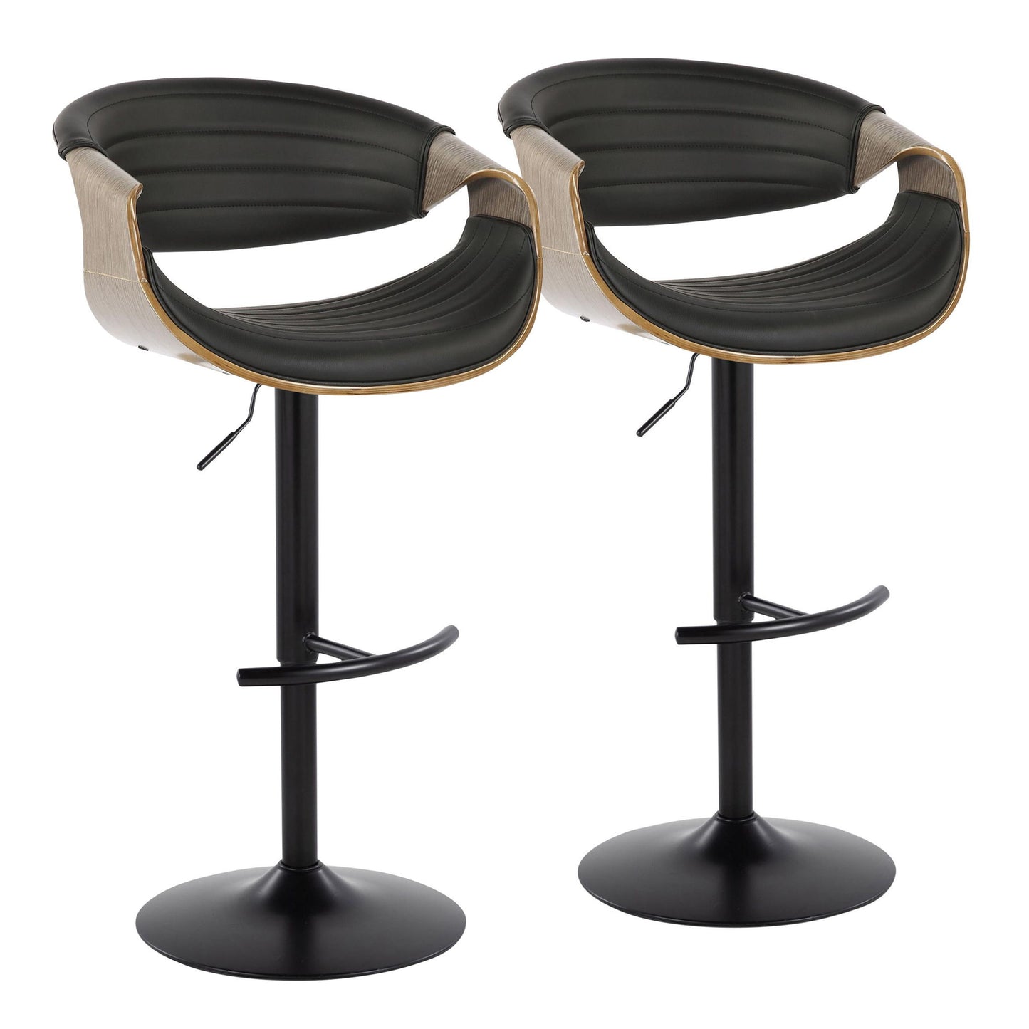Symphony - Mid Century Modern Adjustable Barstool With Swivel With Rounded T Footrest (Set of 2) Lumi Source