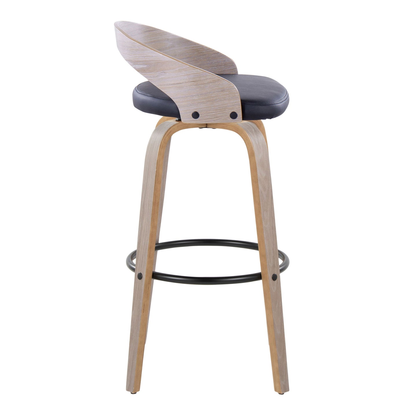 Grotto - Contemporary Fixed Height Barstool With Swivel With Round Footrest (Set of 2) Lumi Source