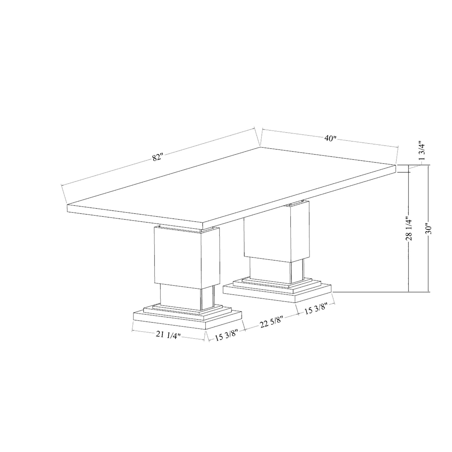 Michelle - Dining Table With Double Pedestal Marble Detailing - Gray Global Furniture USA