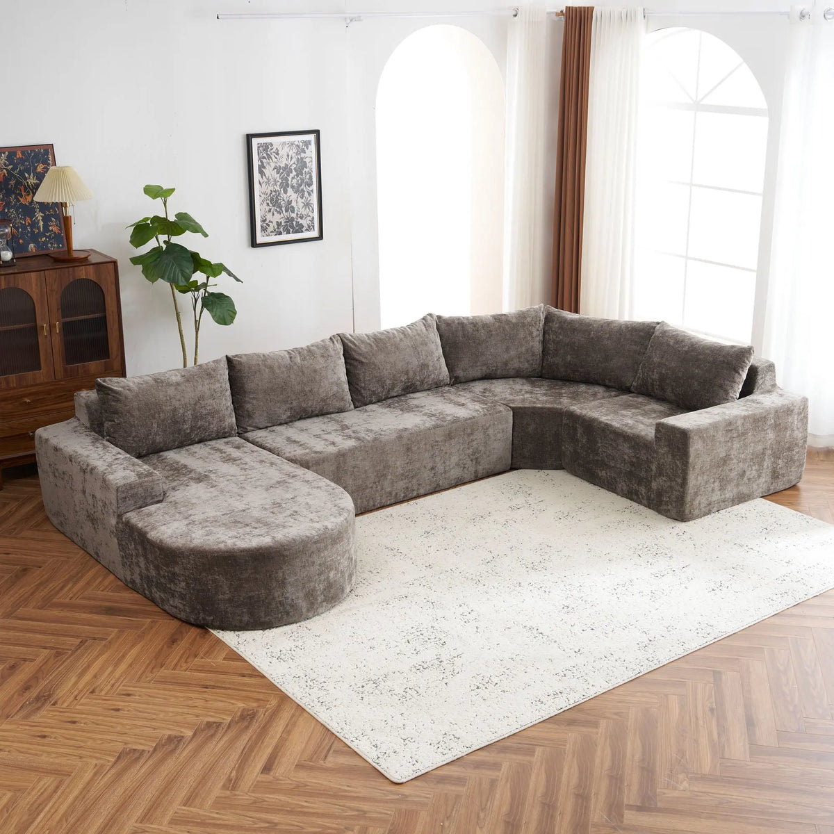 U-Shaped Oversized Modular Cloud Sectional Sofa With Deep Seat For Living Room Hearth and Haven