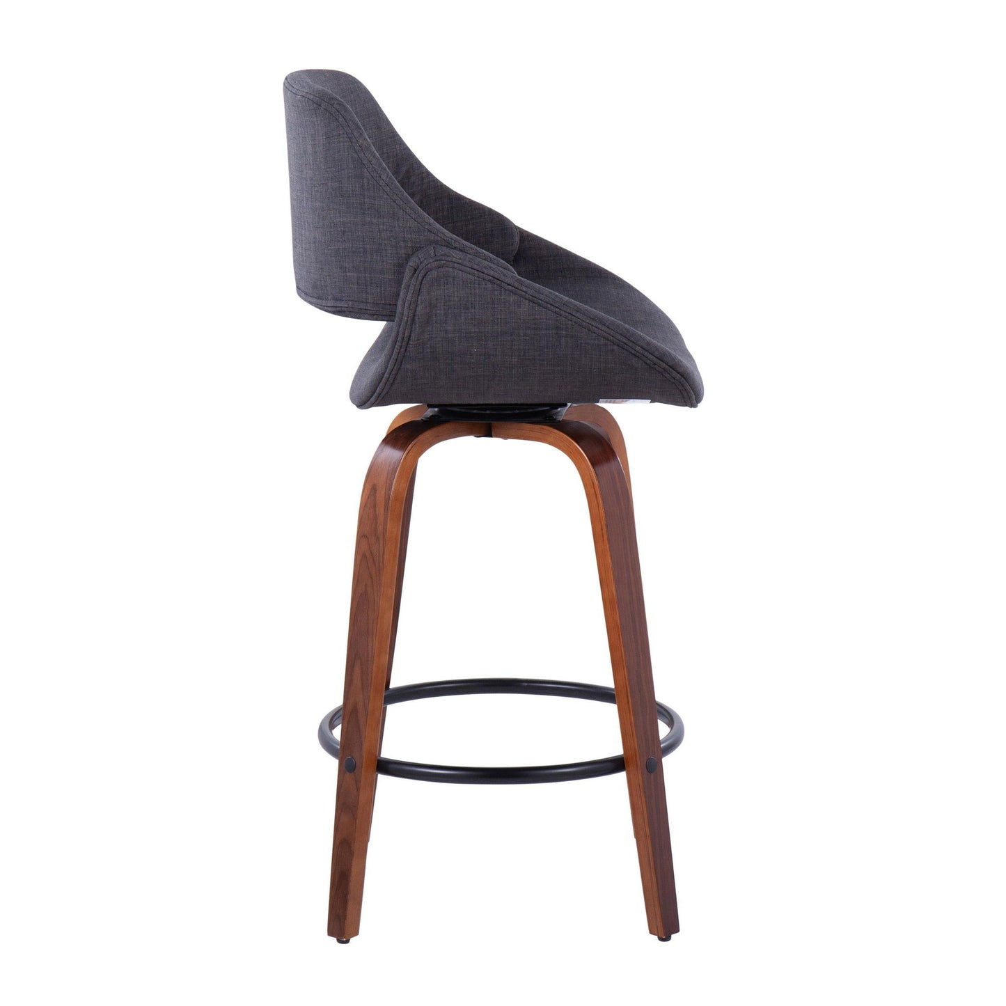 Fabrico - Mid Century Modern Fixed Height Counter Stool & Round Footrest (Set of 2) Lumi Source