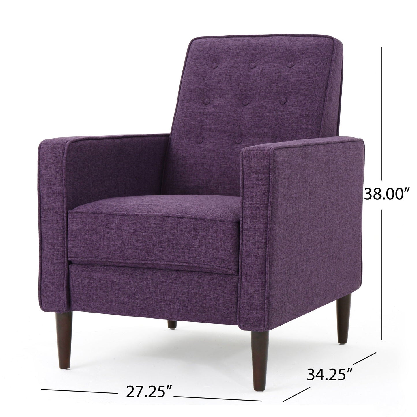 Mid-Century Modern Recliner With Button Tufted Waffle Stitch Noble House