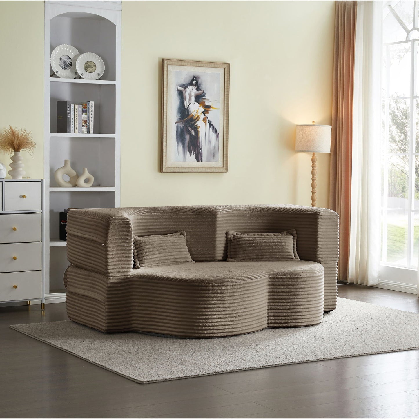 Floor Convertible Sleeper Sofa Bed With 2 Pillows Home Essentials