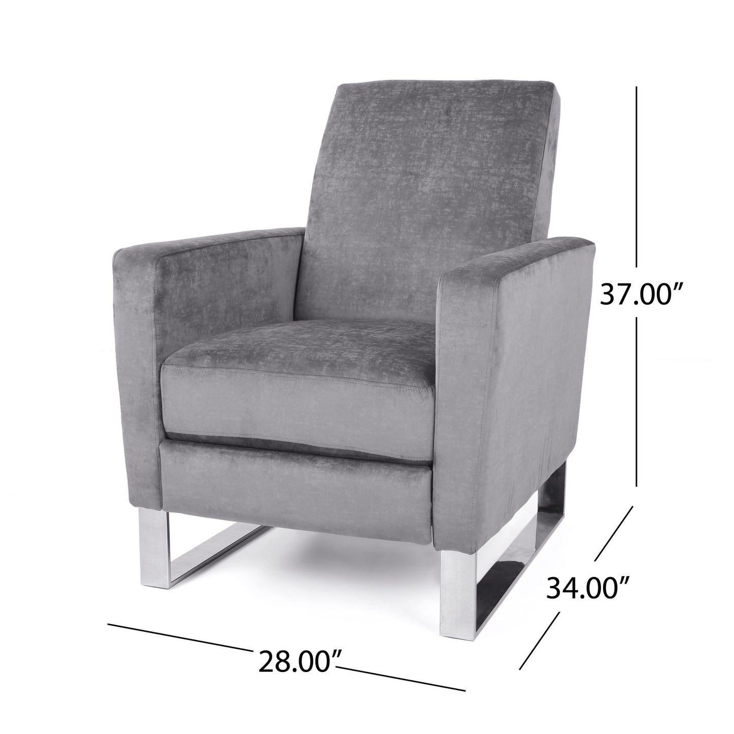 Bolt - Upholstered Recliner Chair With Stainless Steel Base - Gray / Chrome Noble House