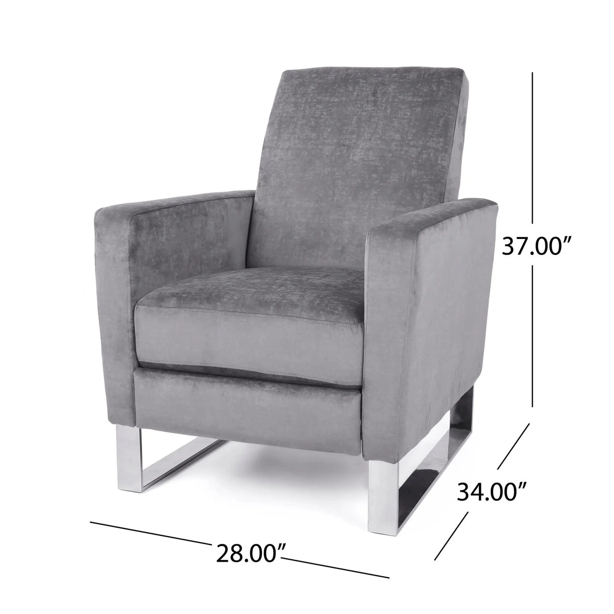 Bolt - Upholstered Recliner Chair With Stainless Steel Base - Gray / Chrome Noble House