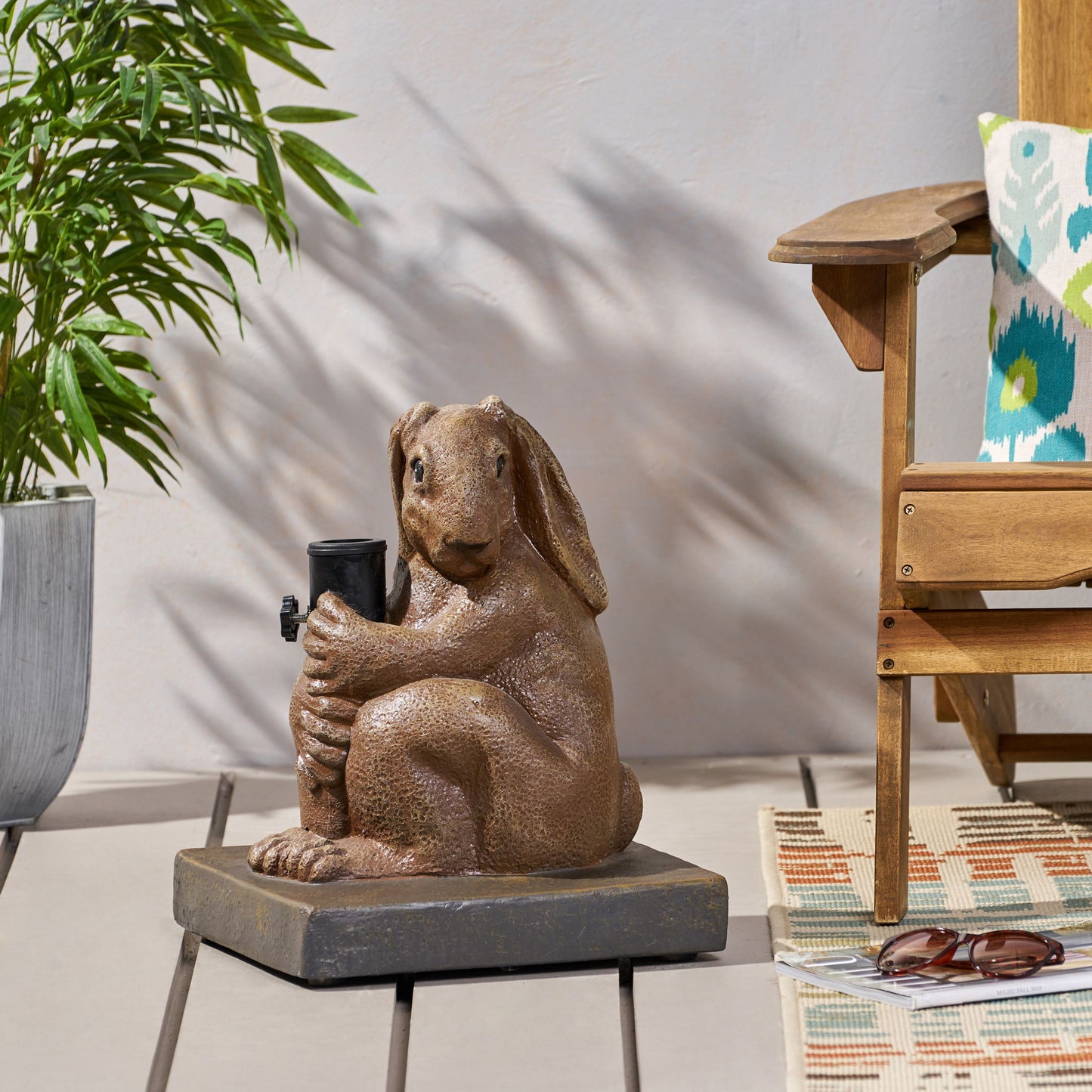 Hand Crafted Rabbit Umbrella Base With Playful Design - Light Brown Noble House