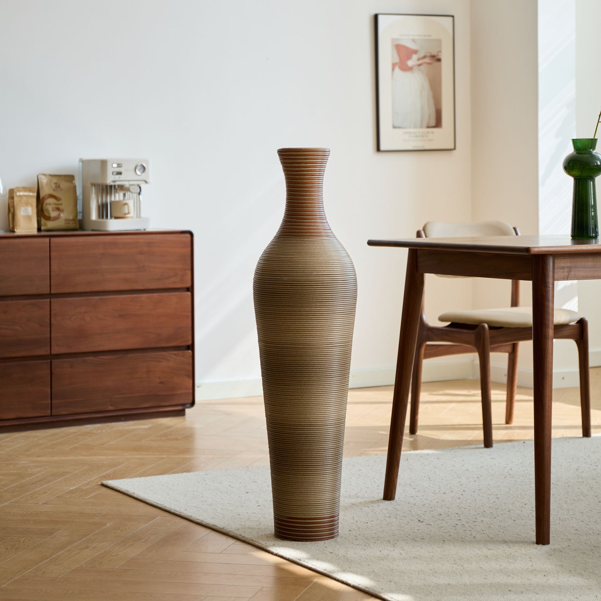 Tall Vase - Brown Decorative Floor Vase, Classic Neat Floor Vase Tall Freestanding Flower Holder, Artificial Rattan Vase, Floor Vase, Flower Holder For Home Decor - Gray Daily Nest