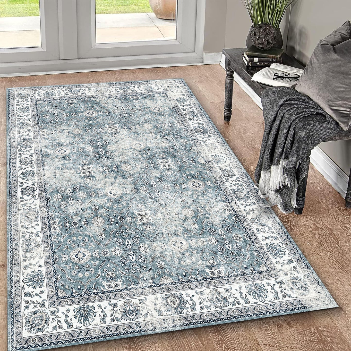 Toucan - Washable Non - Slip Area Rug, Elegant Design - Silver Icona Home Decor