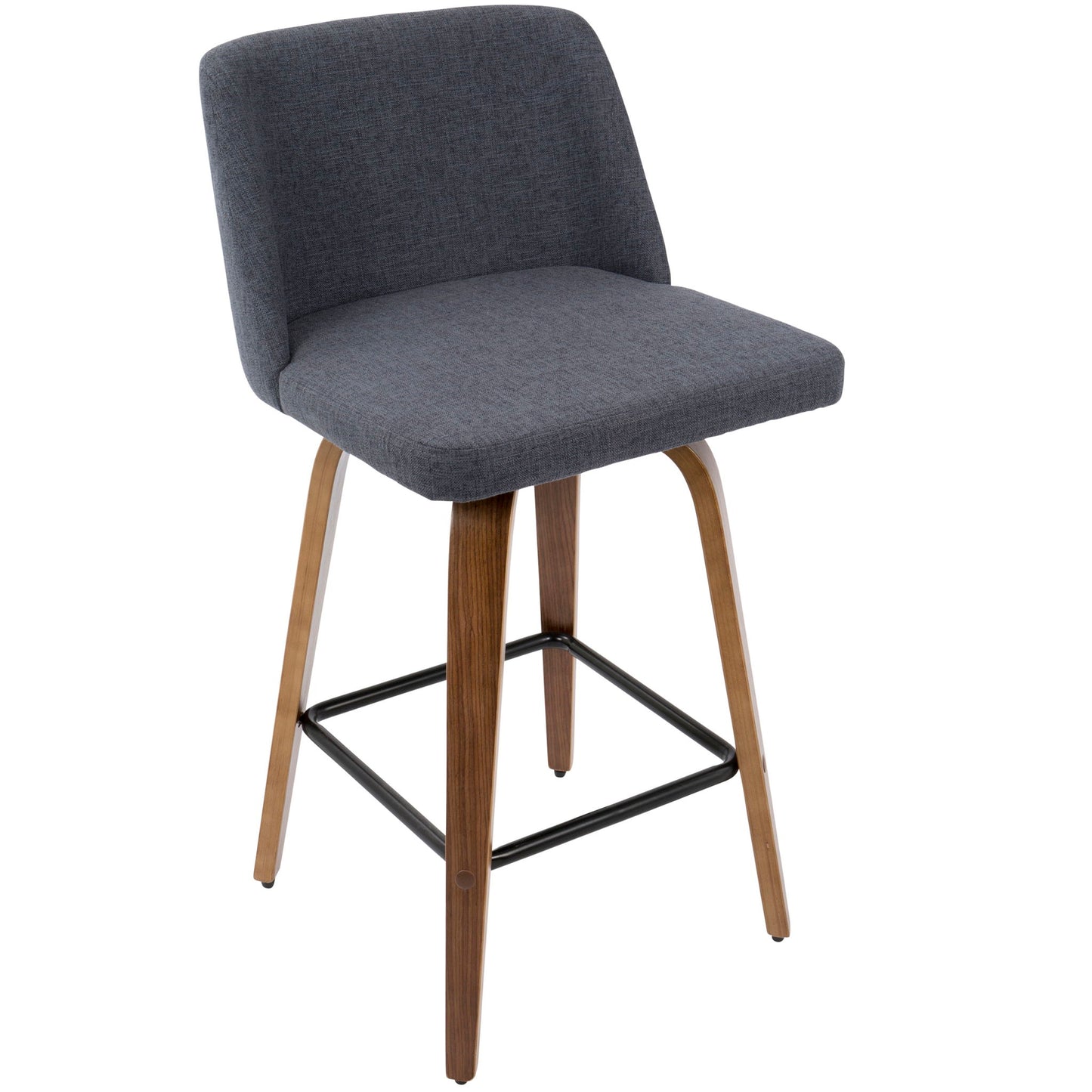 Toriano - Mid Century Modern Fixed Height Counter Stool & Square Footrest (Set of 2) Lumi Source