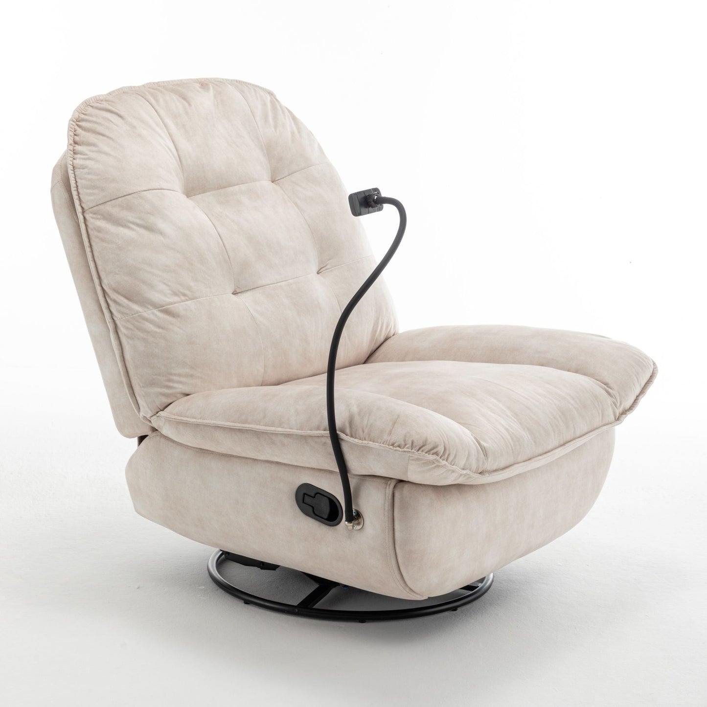 Modern Swivel Gliding Recliner Chair With Rocking Function And Phone Holder, Large Comfortable Home Essentials