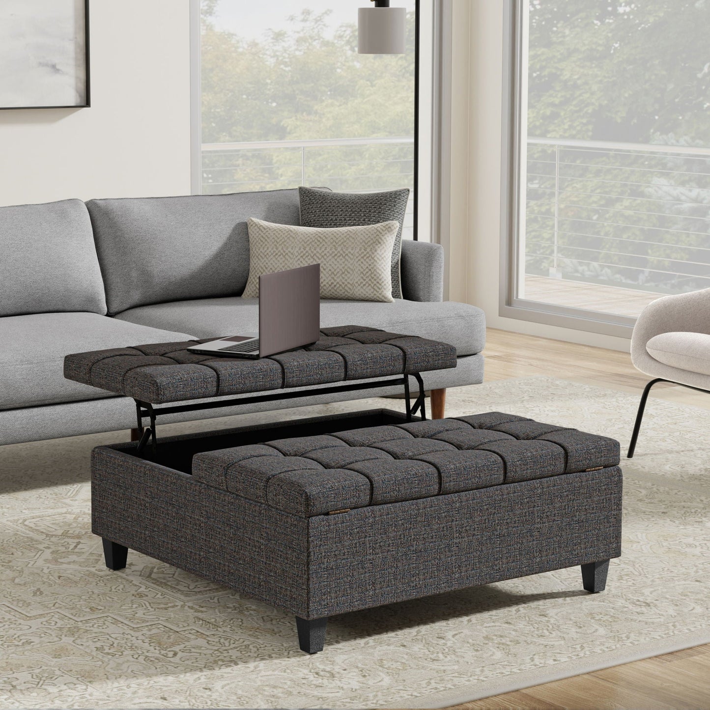 Harrison - Upholstered Coffee Table Storage Ottoman Simpli-Home