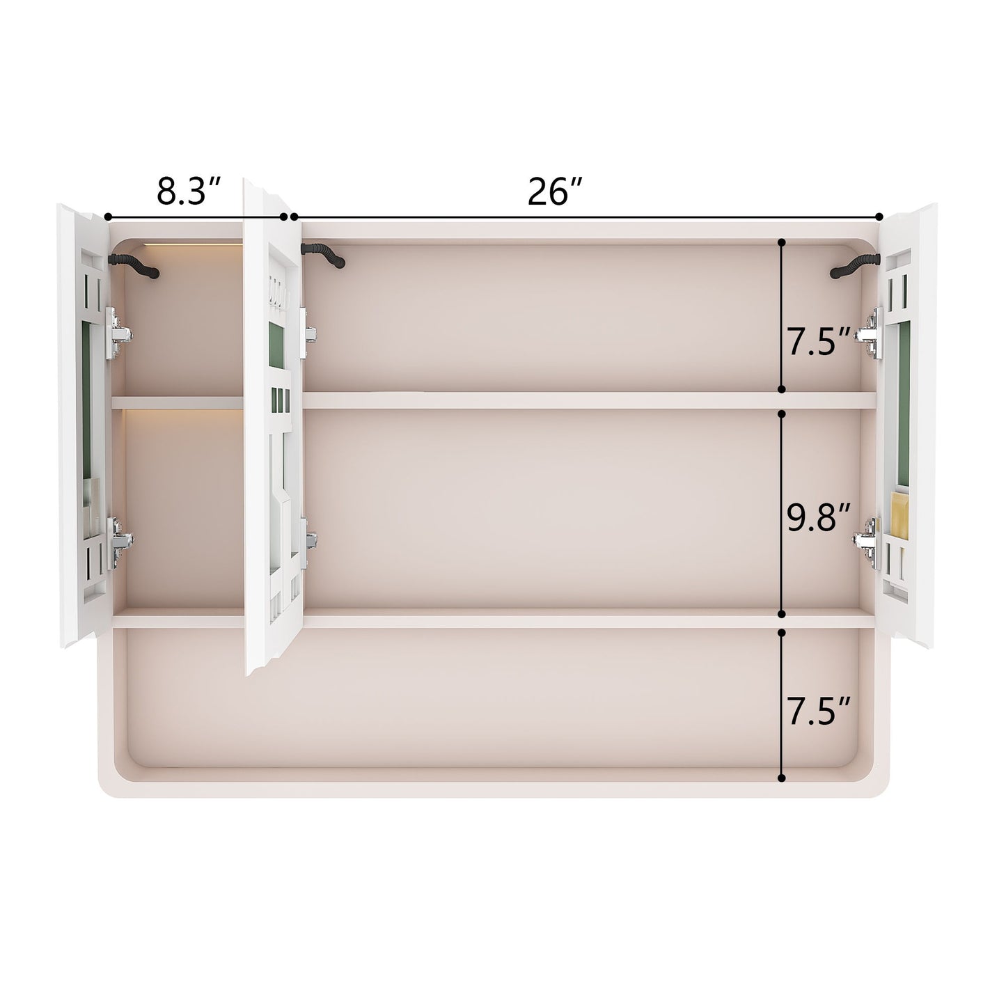 Aluminium Medicine Cabinet Mirror, With 3 Colors LED Light And Defogging Function - Khaki Home Essentials