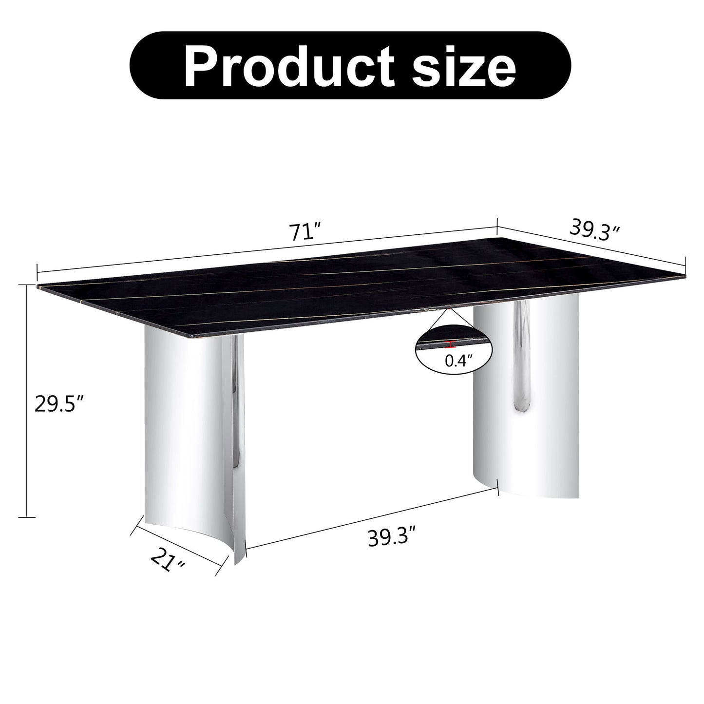 Modern Minimalist Dining Table With Imitation Marble Glass Desktop And Metal Legs Home Essentials