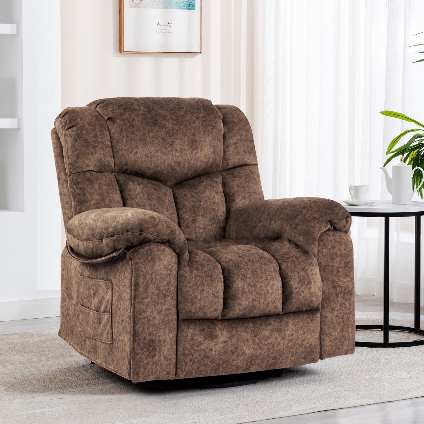 Swivel And Rocking Recliner Chair With Massage And Heating Home Essentials