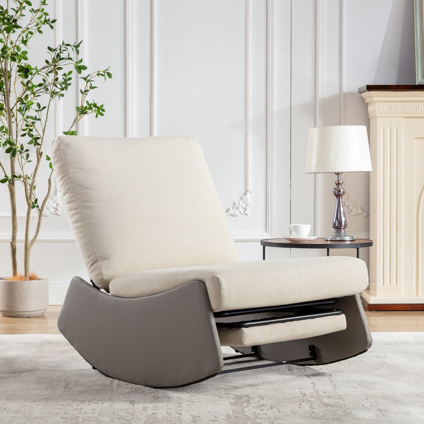 Modern Rocking Chair Recliner, Comfy Rocker Nursery Chair With Footrest, Accent Reading Chair, Upholstered Lounge Chair For Relaxing, Resting, Soft Padded Rocker For Indoor Living Room Bedroom Home Essentials