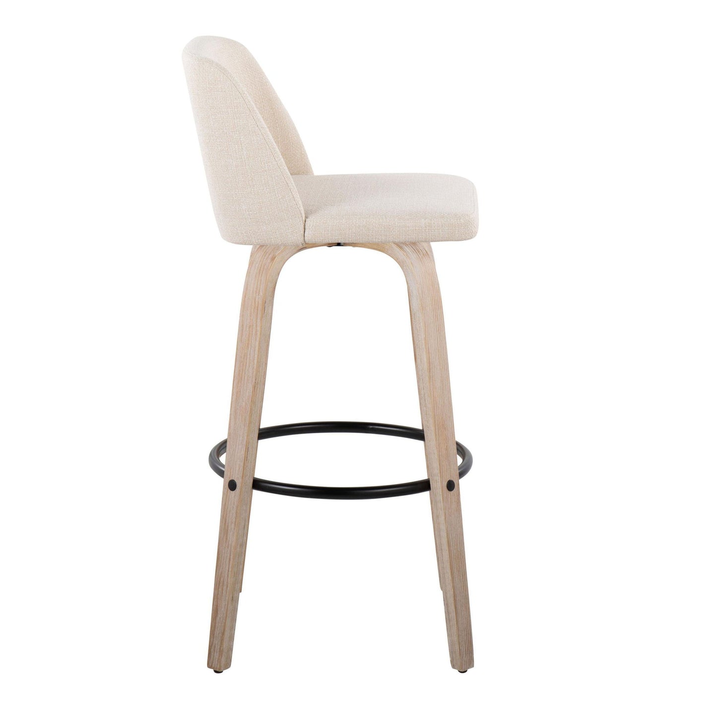 Toriano - Mid-Century Modern Fixed Height BarStool With Round Footrest (Set of 2) Lumi Source