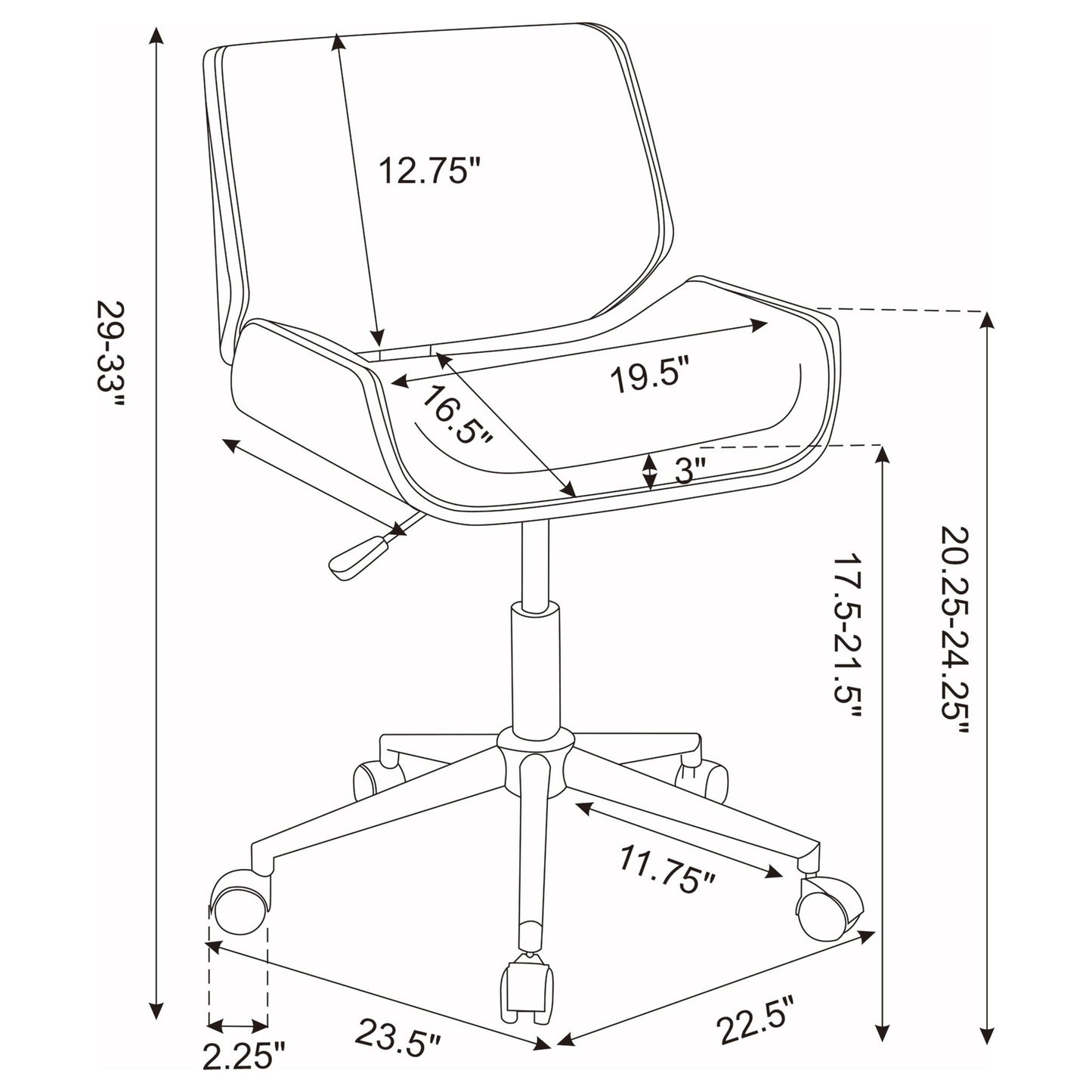 Ecru Swivel Office Chair Adjustable Height - Beige Furniture Max