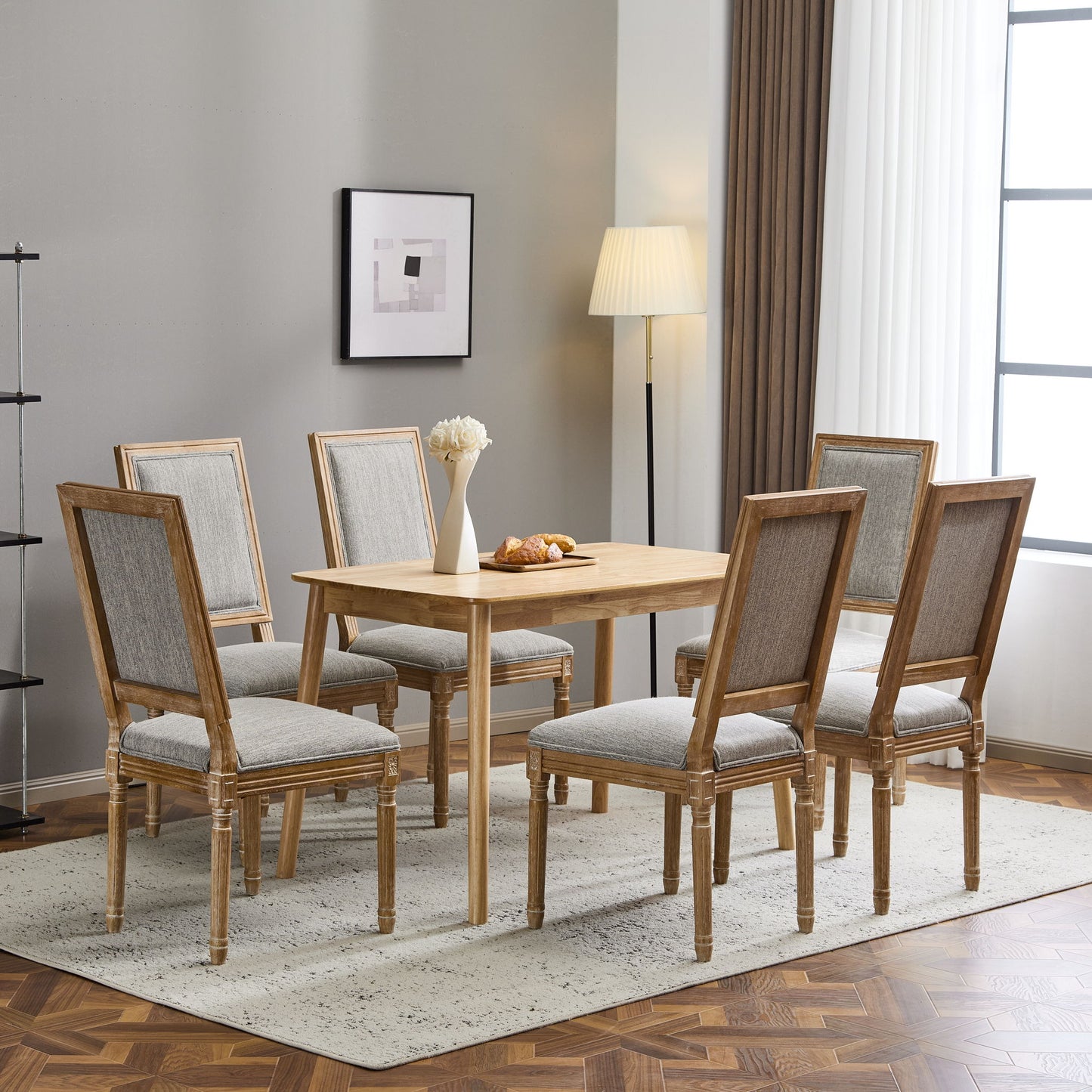 French Country Style Dining Chair With Upholstered Seating And Fluted Legs Noble House