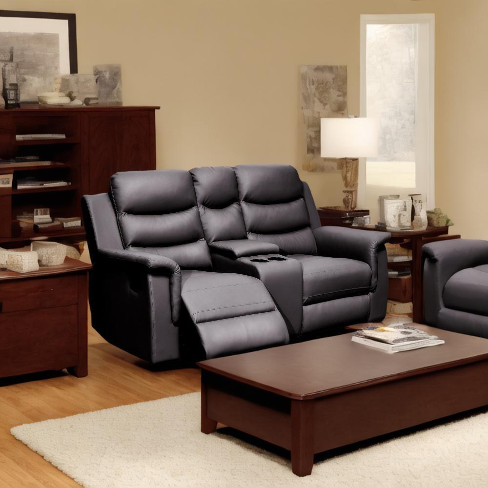 2 Seat Reclining Loveseat With Middle Console Slipcover, Stretch Loveseat Reclining Sofa Covers - Black Home Essentials