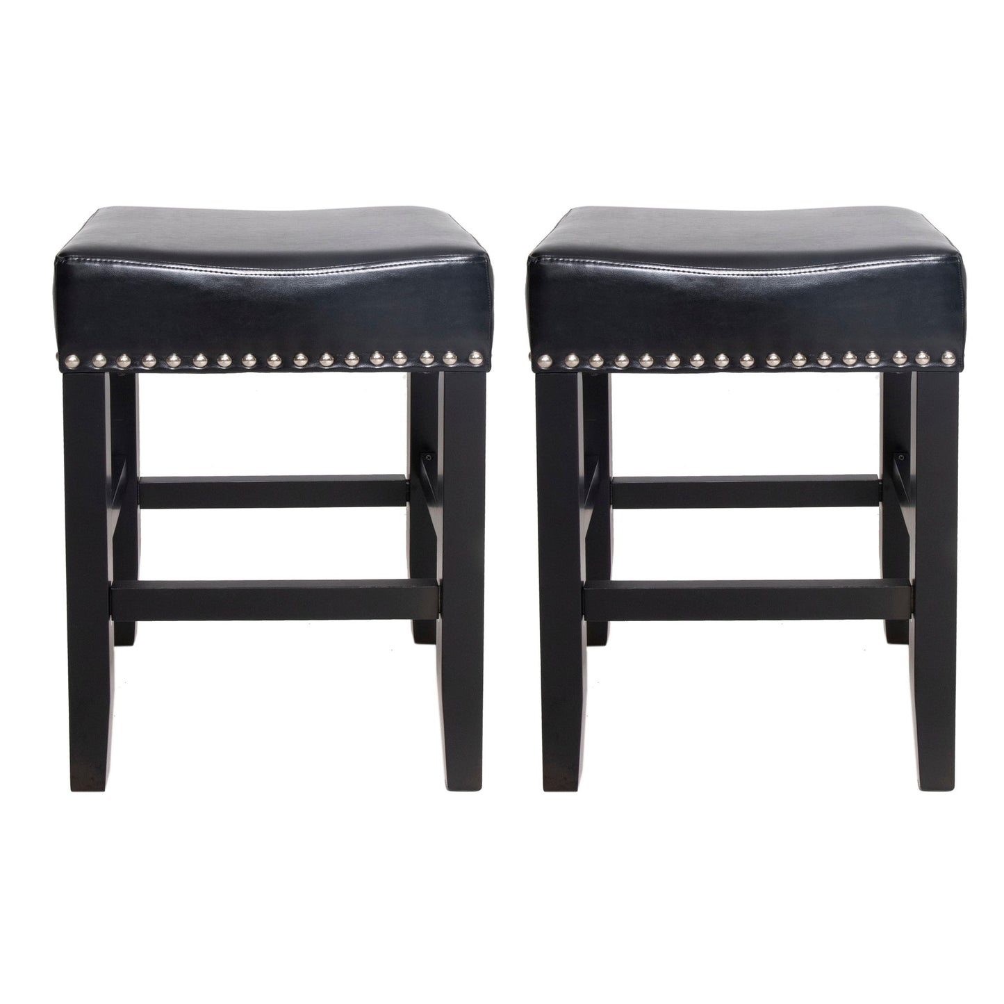 Soltique - Backless Dining Counter Stool With Nailhead Trim (Set of 2) Noble House