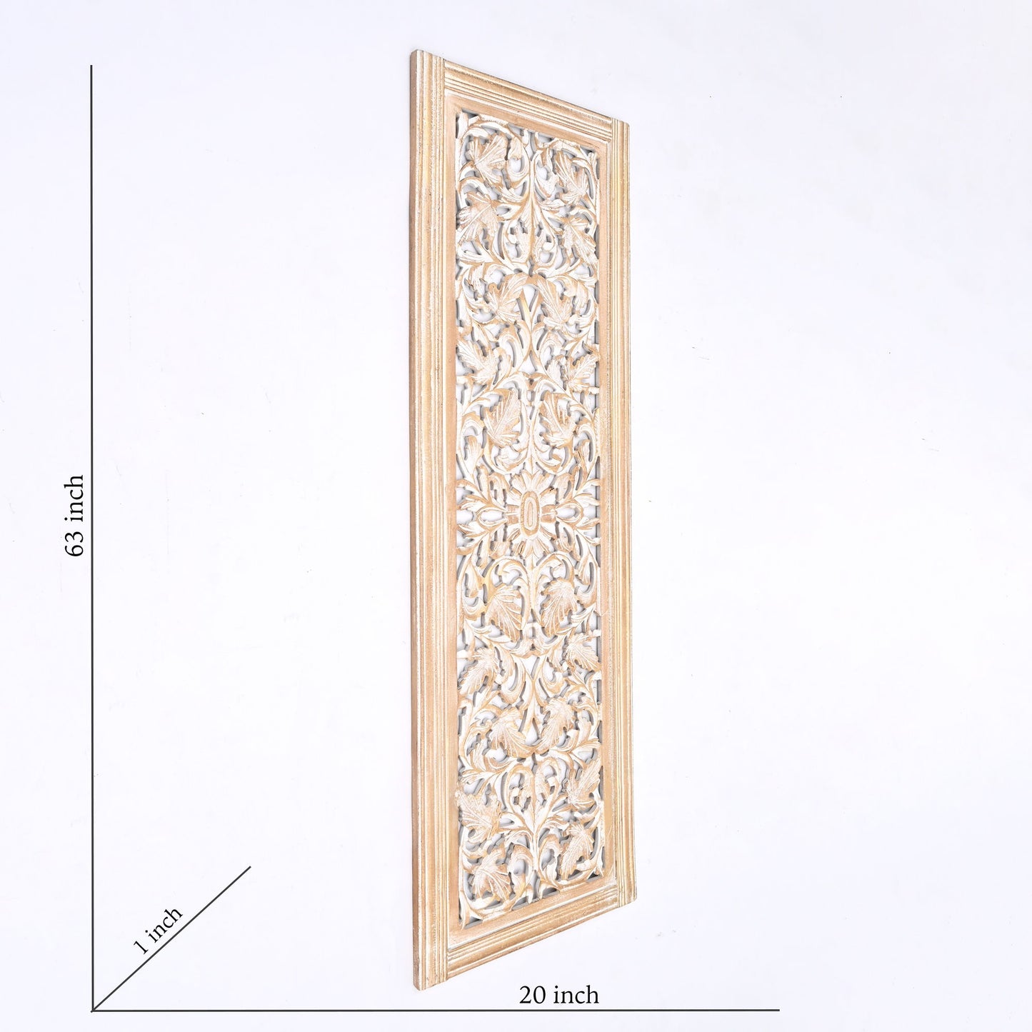 Floral Hand Carved Mandala Rectangular Wall Decor Accent - Gold / White Daily Nest