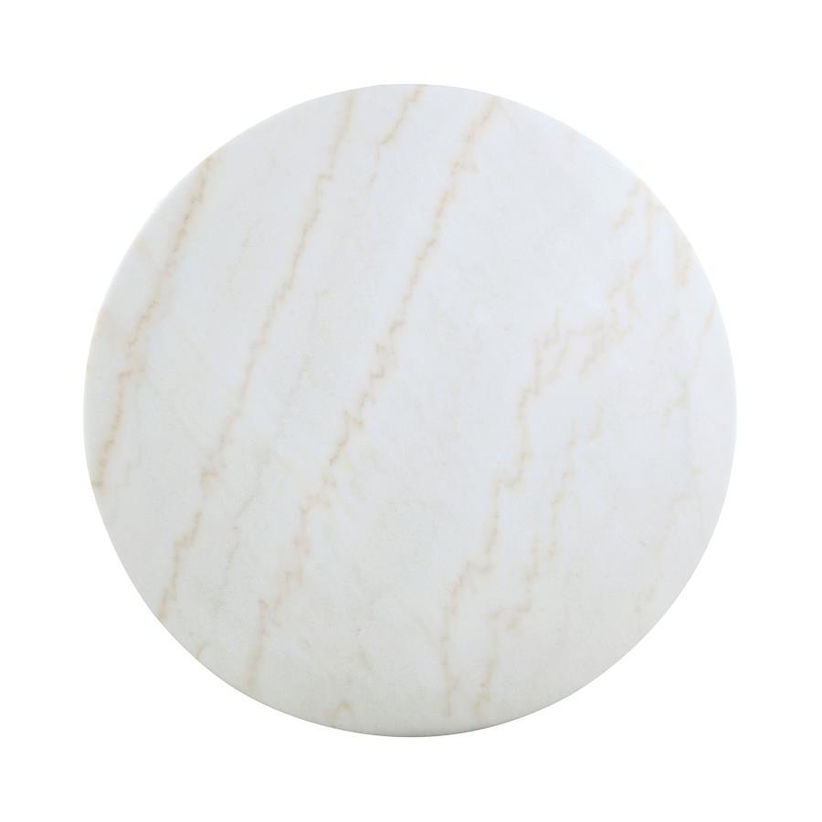 Kella - Round Marble Top Dining Table - White Marble CoasterEssence