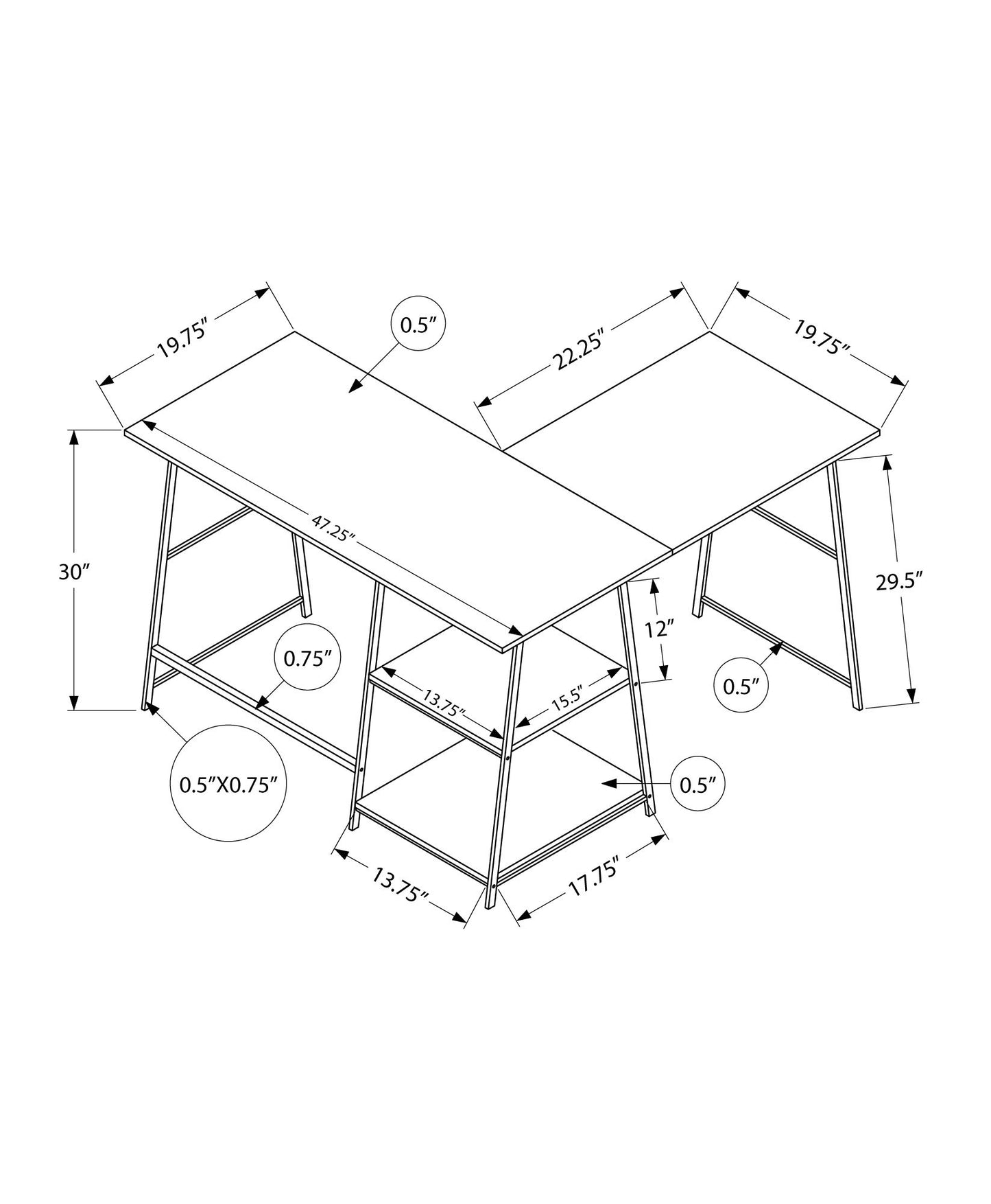 Computer Desk, Home Office, Corner, Storage Shelves, L Shape, Work, Laptop, Contemporary, Modern 8th Street