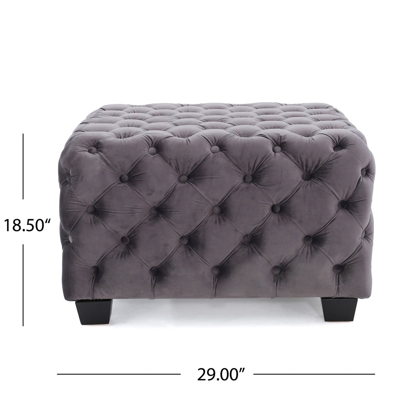 Modern Glam Ottoman With Velvet Upholstery And Button Tufted Design Noble House