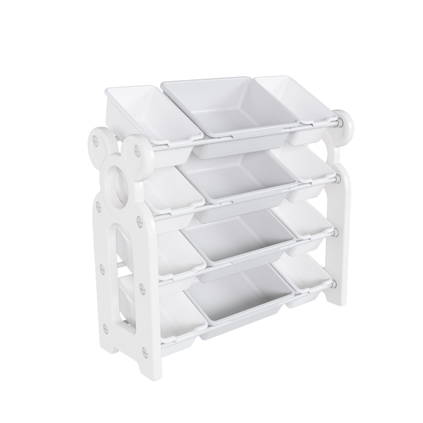 Multi Functional Kids Toy Storage Organizer Cabinet With Hdpe Shelf And 12 Bins - Gray White Home Essentials
