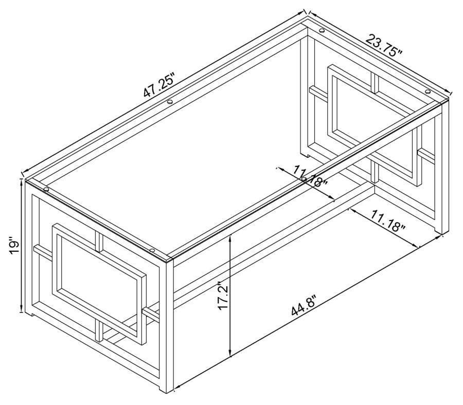 Merced - Glass Top Metal Table CoasterEssence