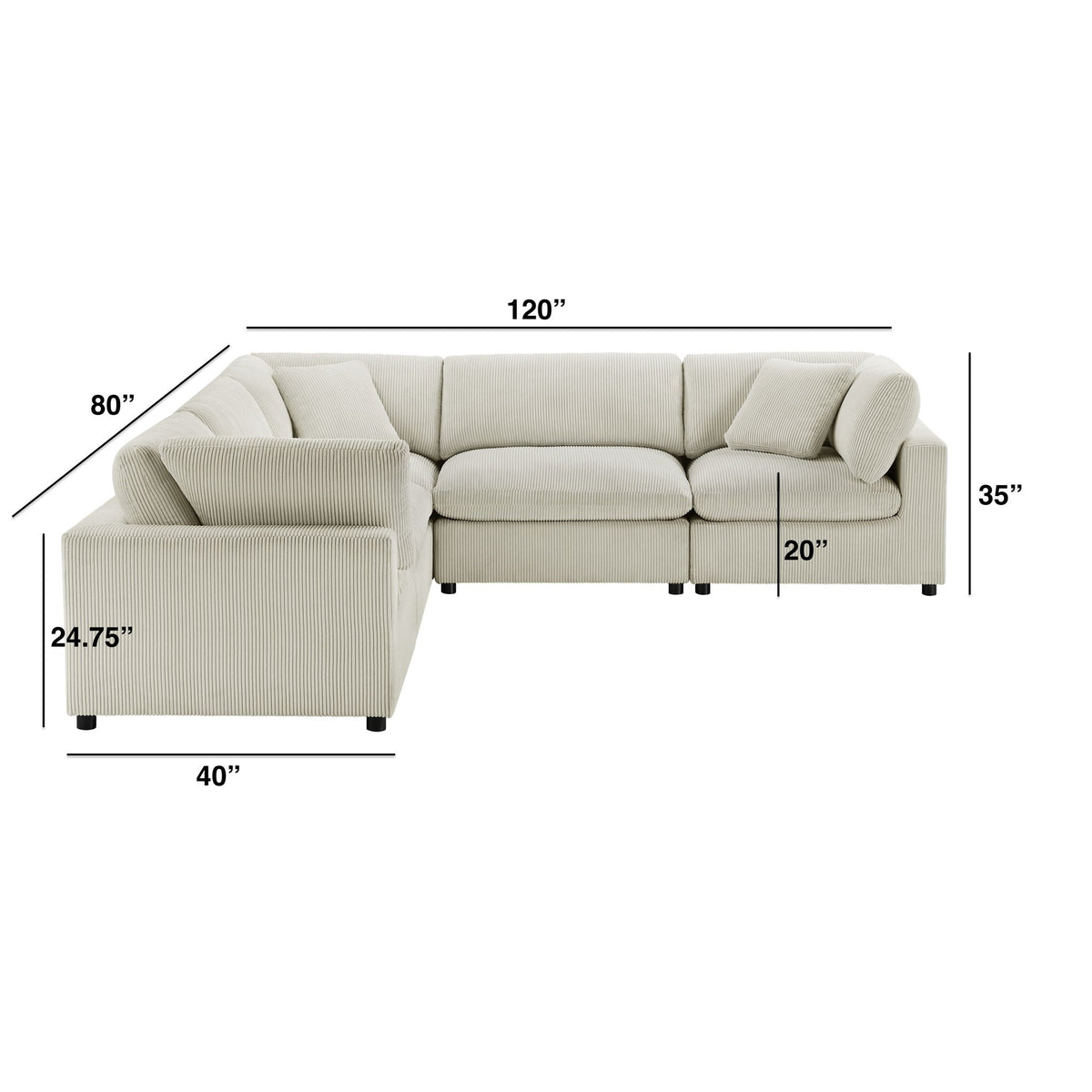 Chelsea - Modular 5 Piece Sectional Ridgecrest Home