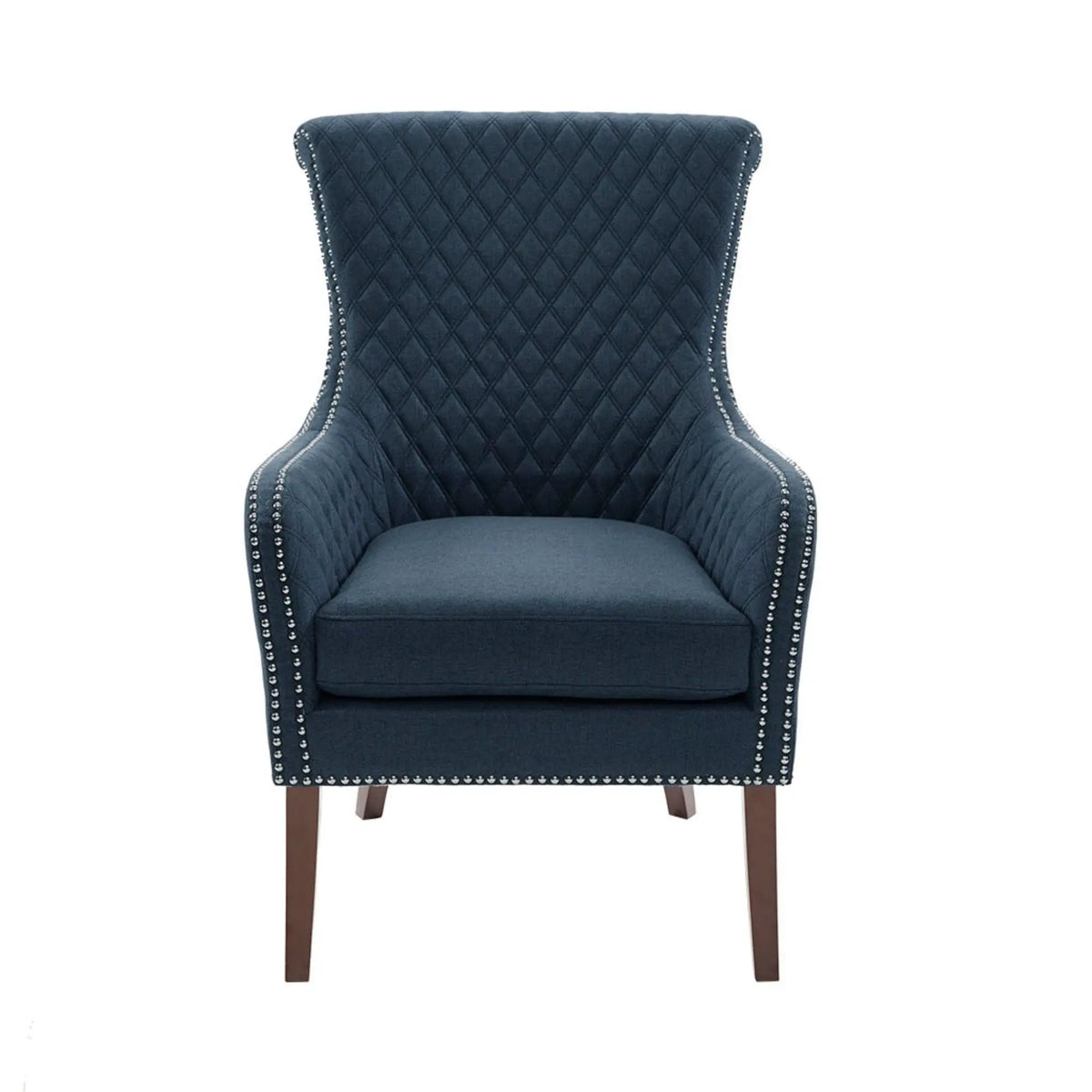 Accent Chair With Quilted Back And Silver Studs - Dark Blue JLA