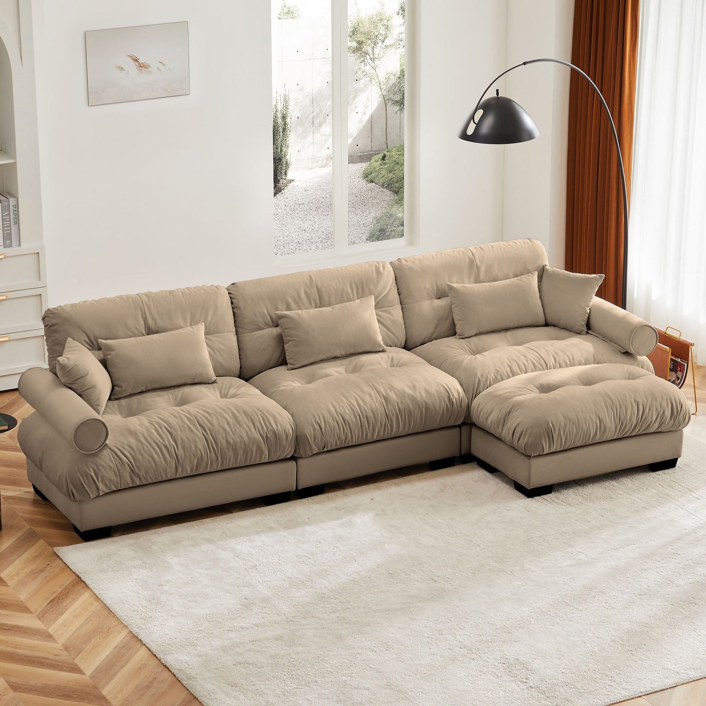 Super Comfort Oversized Modular Sectional Sofa With Movable Ottoman - Snoozhouse