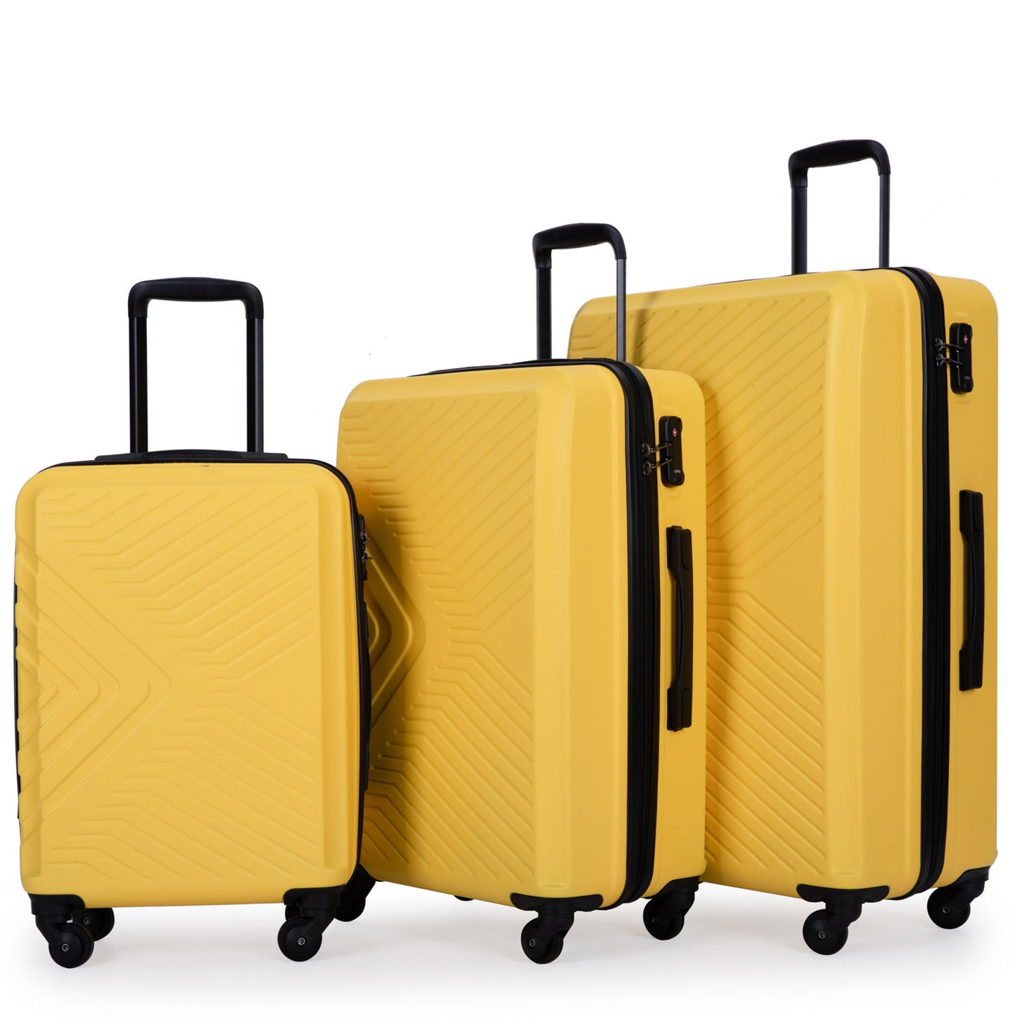 3 Piece Luggage Sets Lightweight Suitcase With Two Hooks, Spinner Wheels, Tsa Lock, Durable Hard Shell Daily Nest