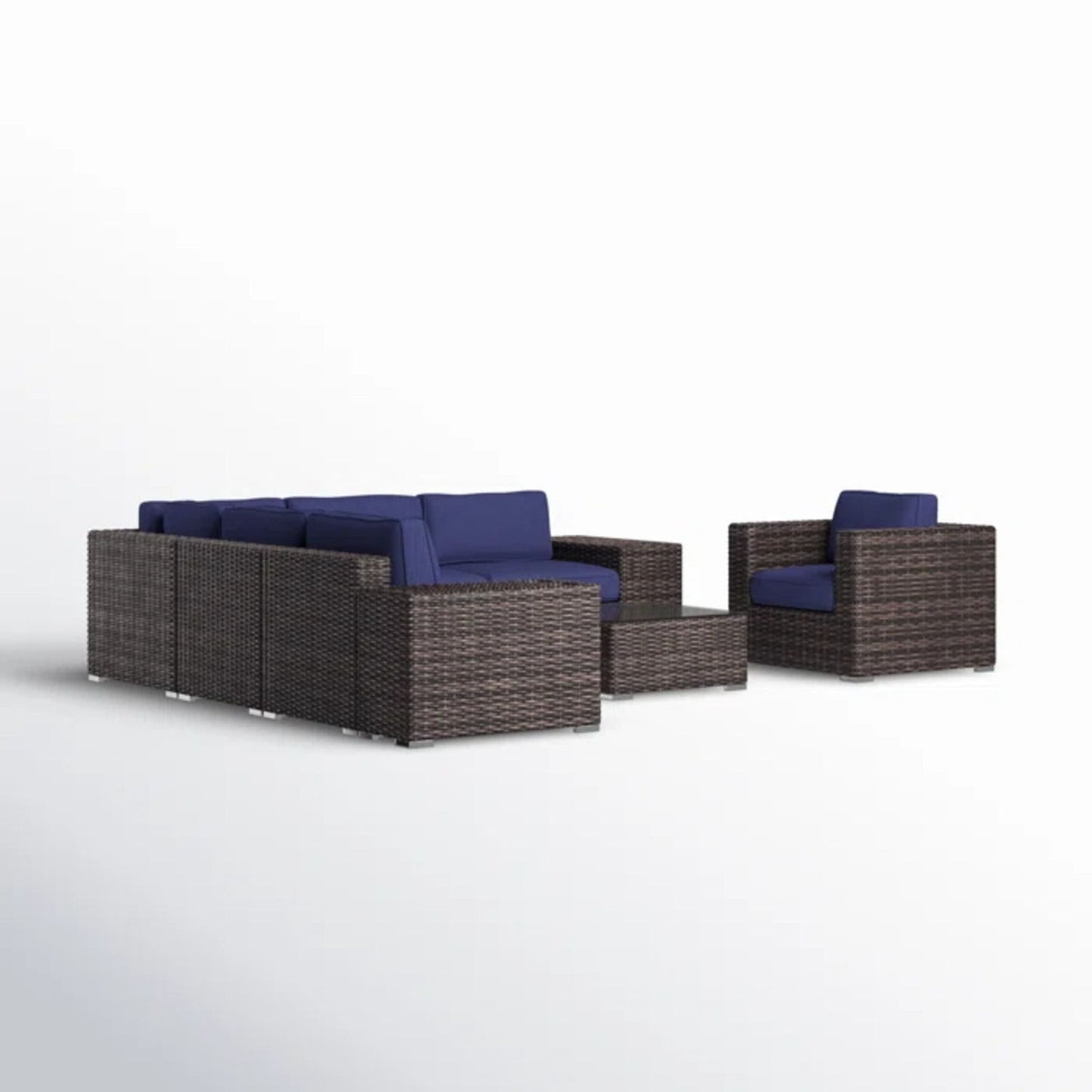 Wicker Seating Group Set With Table And Cushions LSI Patio Furniture