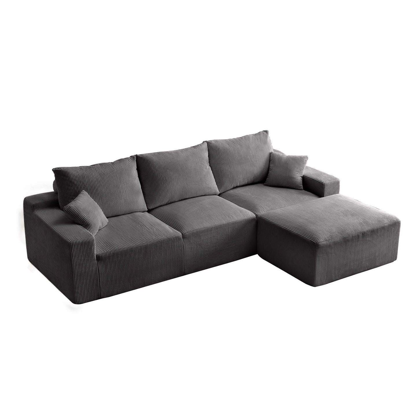 L Shaped Sectional Sofa, Full Compression 3 Seater Cloud Couch With Chaise - Snoozhouse