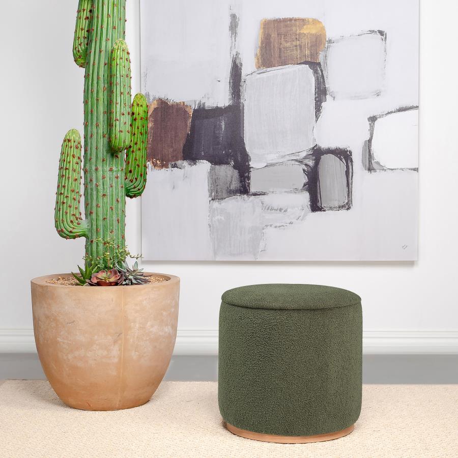 Zena - Faux Sheepskin Upholstered Round Ottoman Coaster Fine Furniture