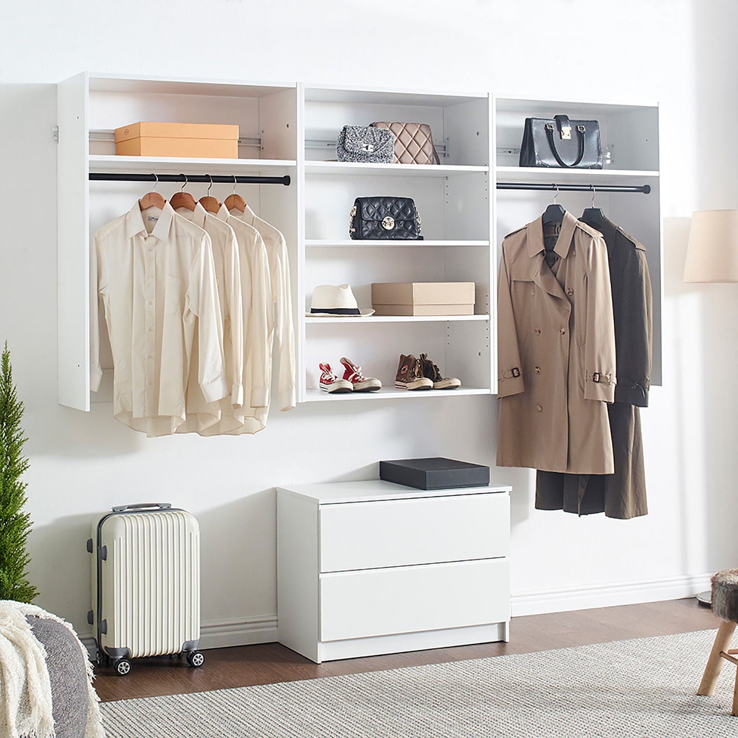 Devi - Wall Mounted Closet System With Modular Units Home Essentials